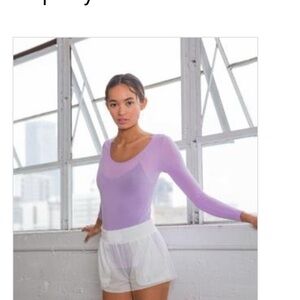Minuet Petite Purple Fitted Long Sleeve Scoop Neck Bodysuit